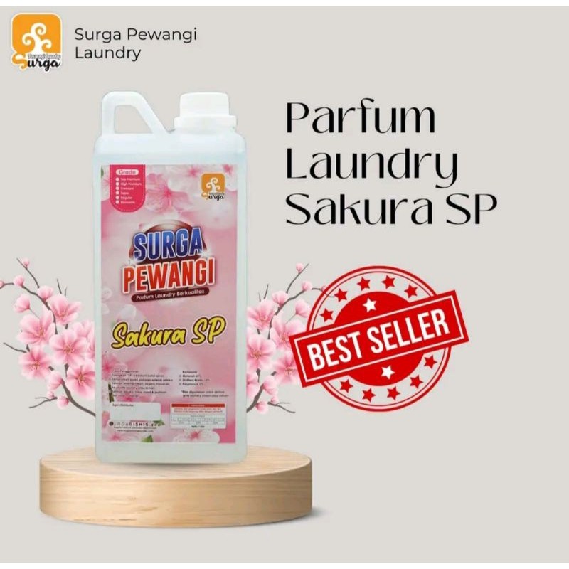 Surga Pewangi - Parfum Laundry Surga Pewangi Aroma SAKURA SP 1 Liter - Parfum Laundry Aroma Best Sel