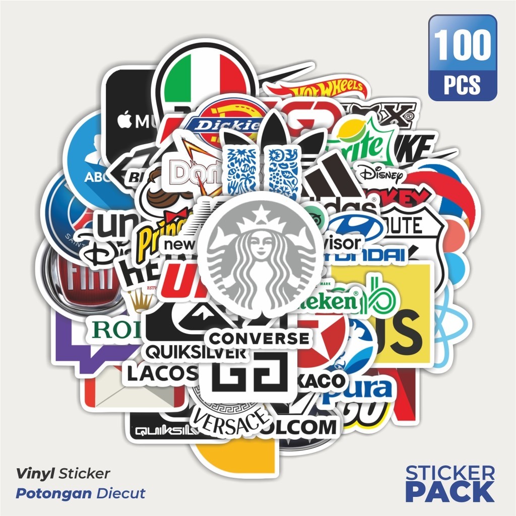 

Stiker Vinyl Sticker Motif logo Sticker Waterproof Aesthetic- Untuk Laptop, Motor, dan Helm - Paper Stationery Pack