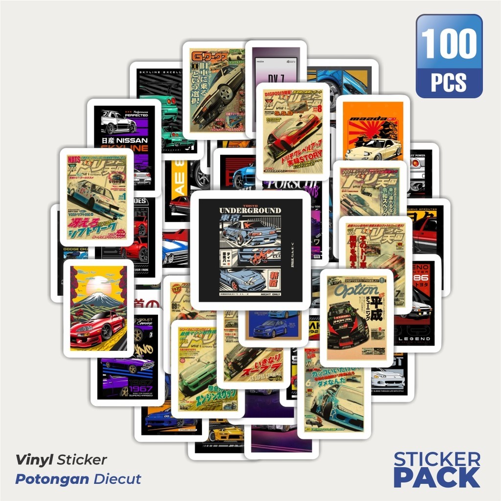 

Stiker Vinyl Stiker Super Street Racer JDM Car Waterproof Aesthetic- Untuk Laptop, Motor, dan Helm - Paper Stationery Pack