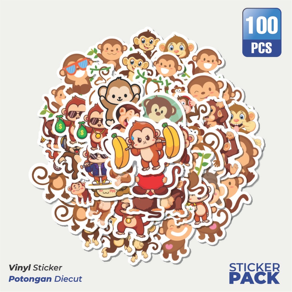 

Stiker Vinyl Stiker Hewan Monyet Waterproof Aesthetic- Untuk Laptop, Motor, dan Helm - Paper Stationery Pack