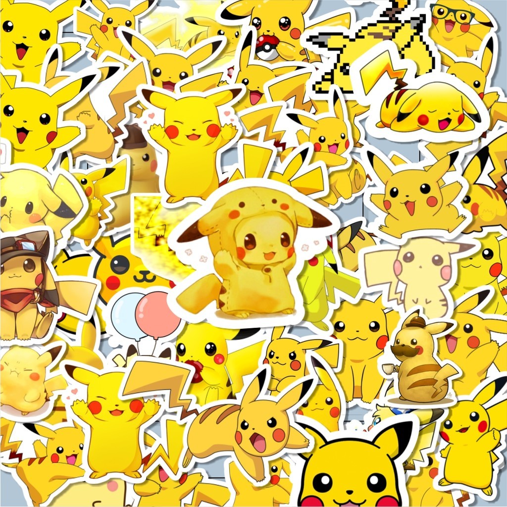 

100PCS Lucu Stiker Kartun Pokemon Pikachu Stiker Aesthetic Stiker Anti Air Stikers Berperekat Waterproof sticker decal buat Motor Helm Buku Journal Koper Casing HP Laptop Botol Minum Hadiah anak