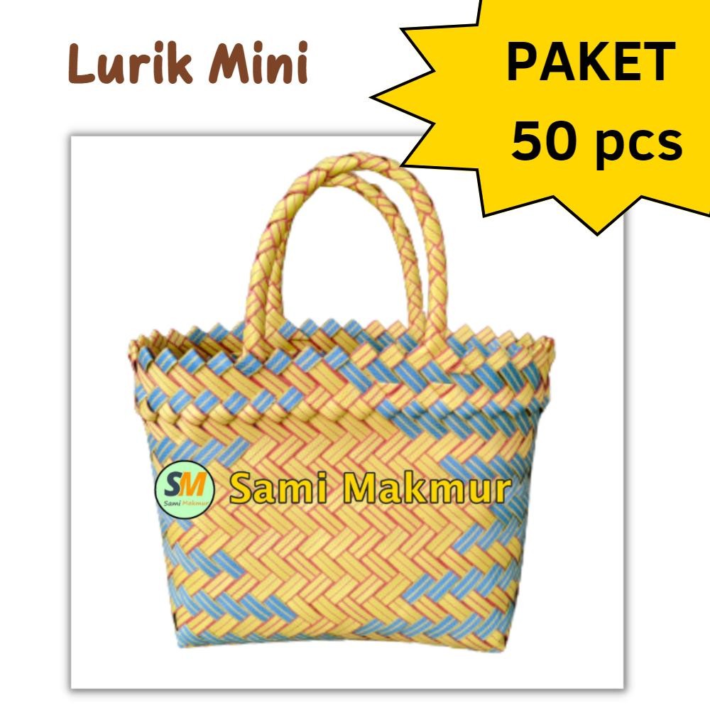 

PAKET 50 PCS !! Tas Anyaman Plastik Lurik Mini (XS) / Tas Hampers Souvenir Parcel Bingkisan Hantaran Muat Kotak Snack Toples Roti Belanja