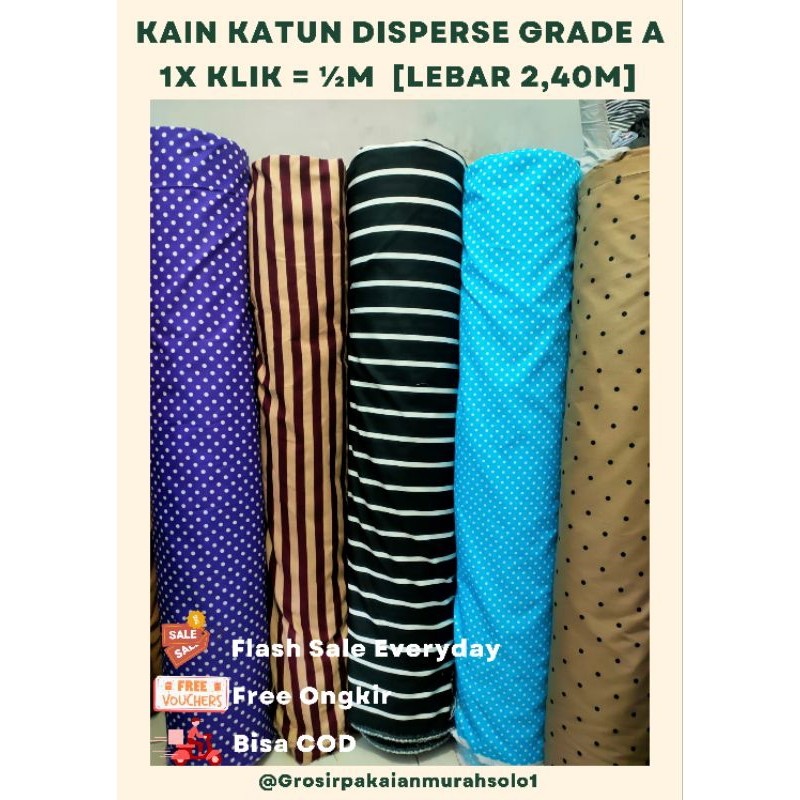 DISKON Grosir Kain Katun Disperse Polimkro Grade A Kain Sprei Motif Salur Dan Polkadot