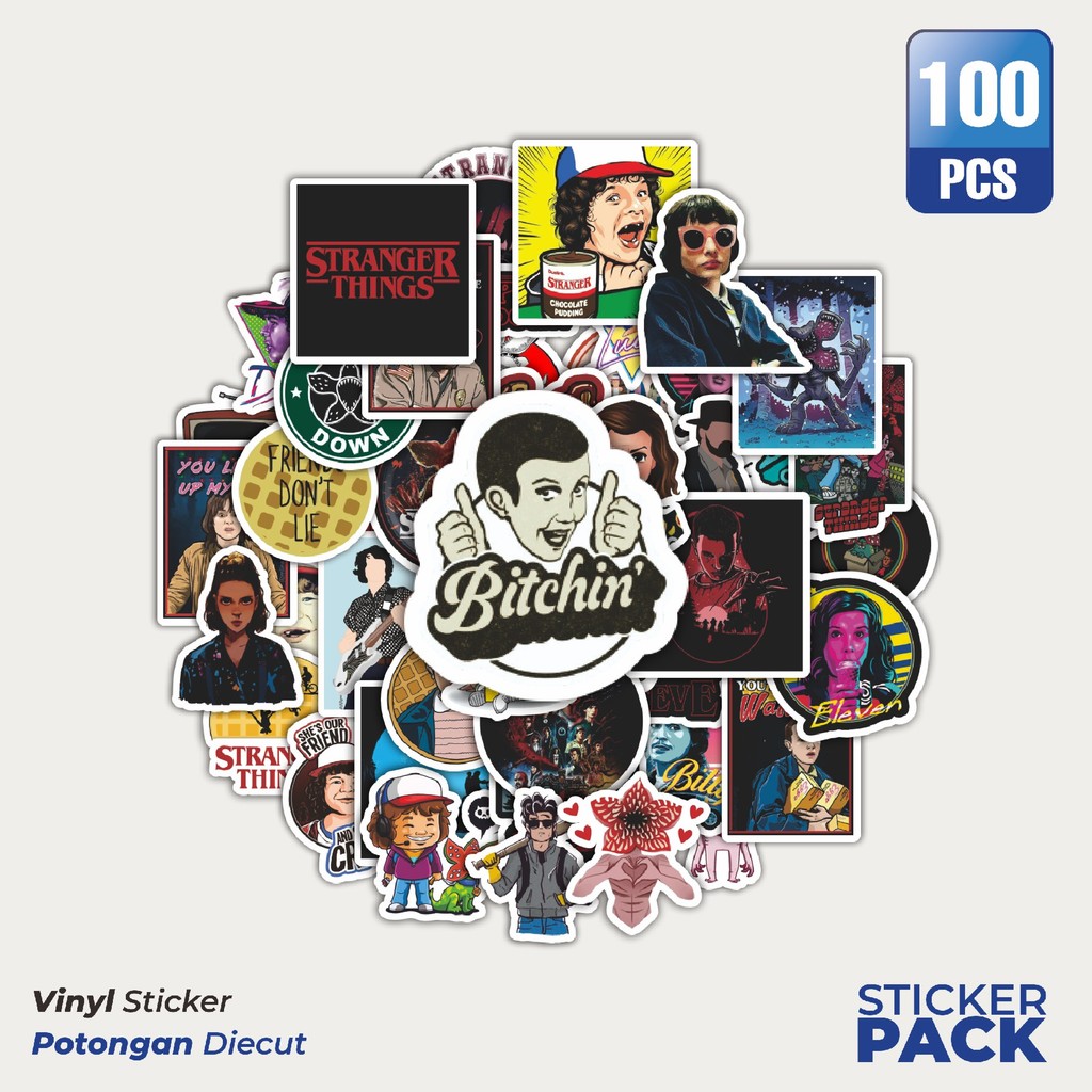 

Stiker Vinyl Stiker ★ Stranger Things Waterproof Aesthetic- Untuk Laptop, Motor, dan Helm - Paper Stationery Pack