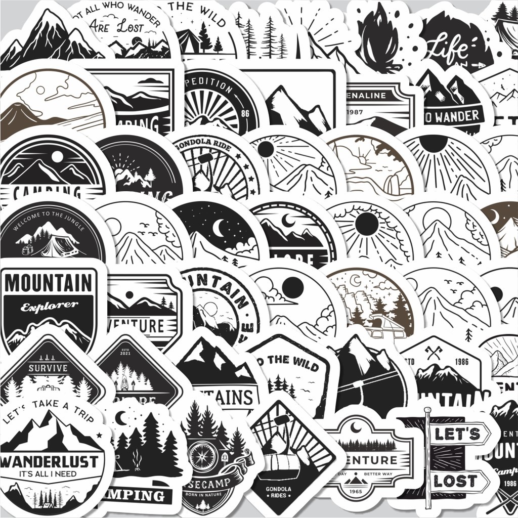 

Stiker Cutting Pack Sticker Logo Outdoor Hitam Sticker Isi 100Pcs Series Aesthetic Lucu Keren Untuk Koper Bahan Vynil