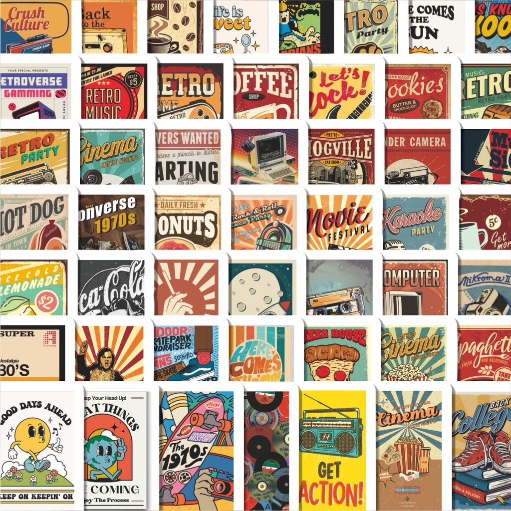 

Stiker Cutting Pack Stiker Poster Retro Isi 100Pcs Series Aesthetic Lucu Keren Untuk Koper Bahan Vynil