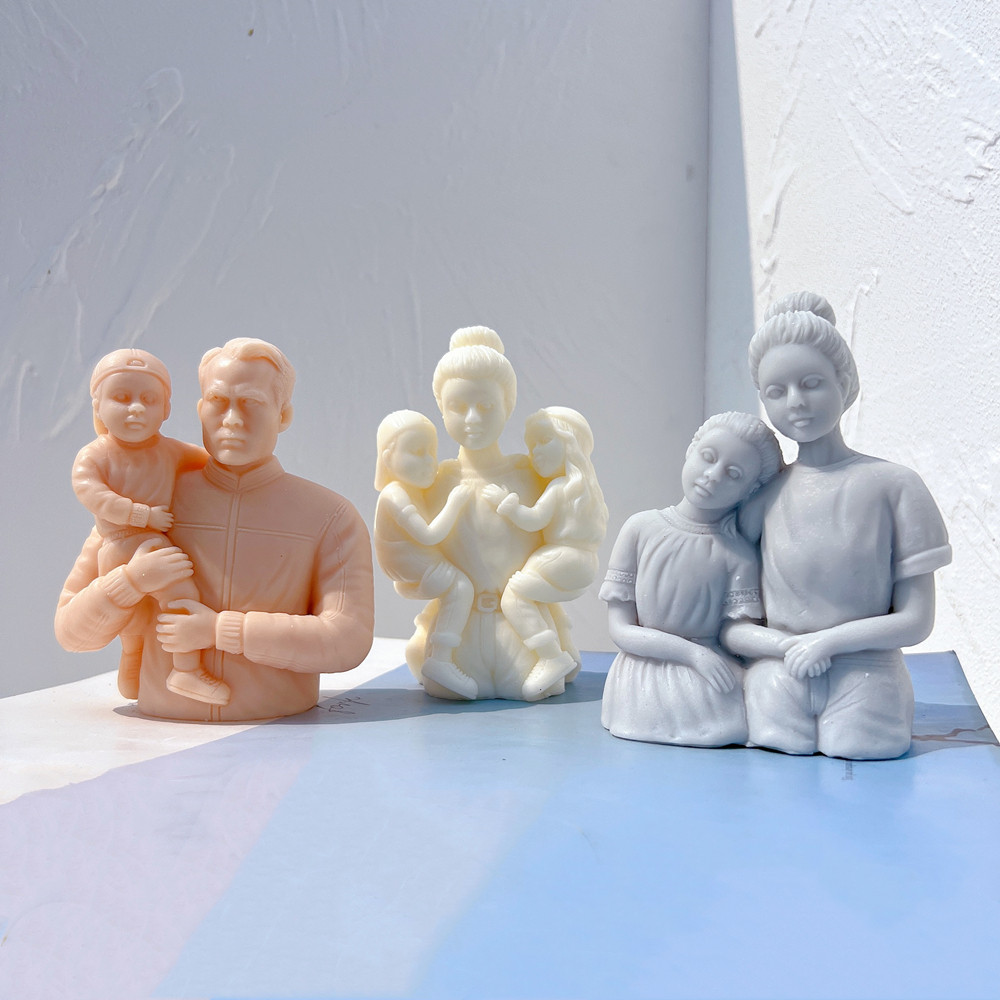 

Mother with Child Statue Candle Mold Father With Boy Soy Wax Silicone Mold For Candle Making Father's Day Gift Mother 's Day