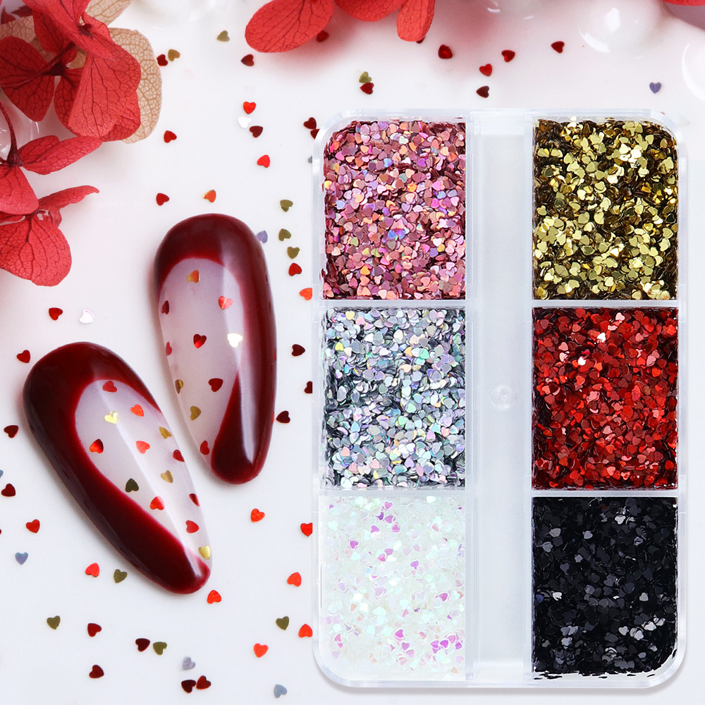

Holographic Love Heart Resin Sequins Epoxy Resin Filling Laser 1mm Heart Shape Paillettes Nail Art DIY Jewelry Crafts Decoration