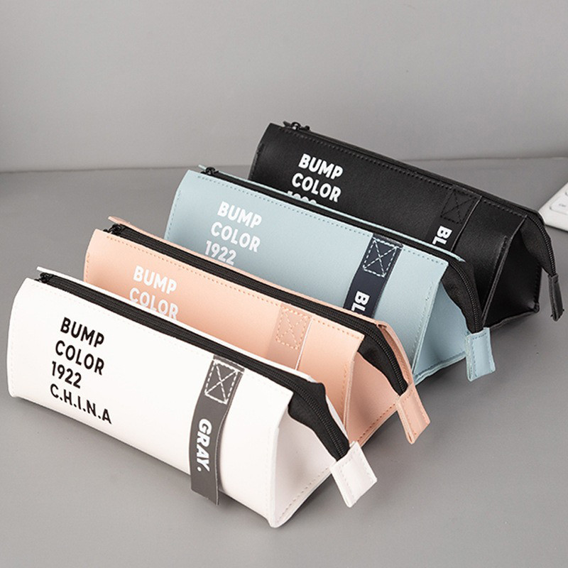

Kawaii Triangle Pencil Case 2024 New Leather Student Pencil Case Ins Boys and Girls Simple Pencil Case Stationery Supplies