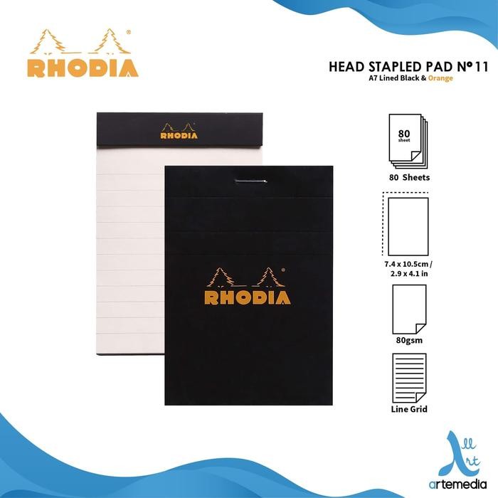 

Buku Catatan Rhodia A7 Lined Head Stapled Pad N11 Notepad - LINED ORANGE