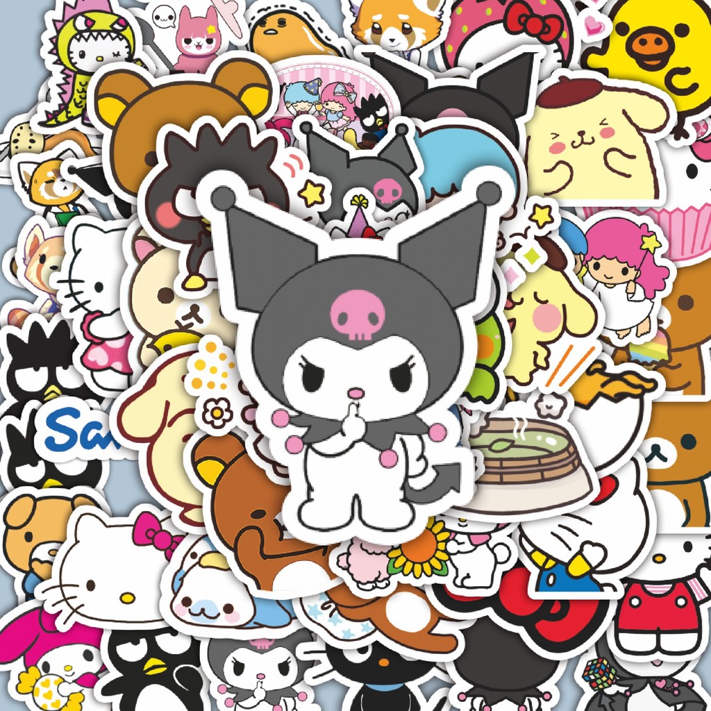 

100PCS Lucu Stiker Kartun Sanrio Stiker Aesthetic Stiker Anti Air Stikers Berperekat Waterproof sticker decal buat Motor Helm Buku Journal Koper Casing HP Laptop Botol Minum Hadiah anak