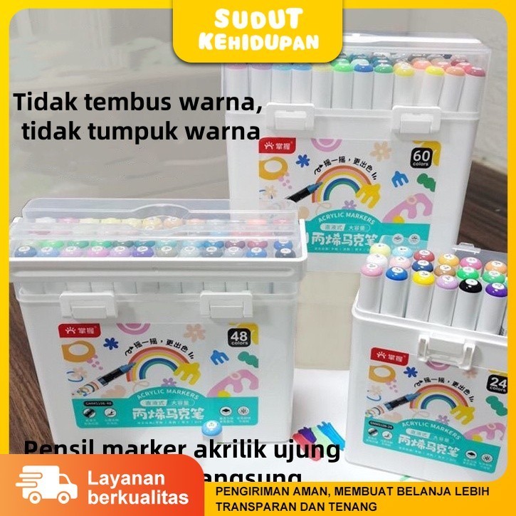 

Grasp Pensil Marker Akrilik Tipe Langsung Ujung Keras 60 Warna Spidol Pensil Pewarna Pensil Lukis- Tidak Tembus Warna, Bisa Tumpuk WarnaCO