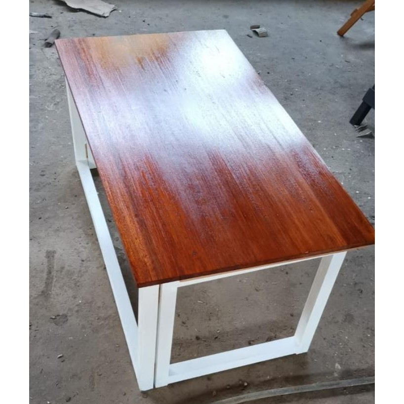 Meja Lipat 90x40 Tinggi 40 cm Full Kayu Solid - Kaki Putih