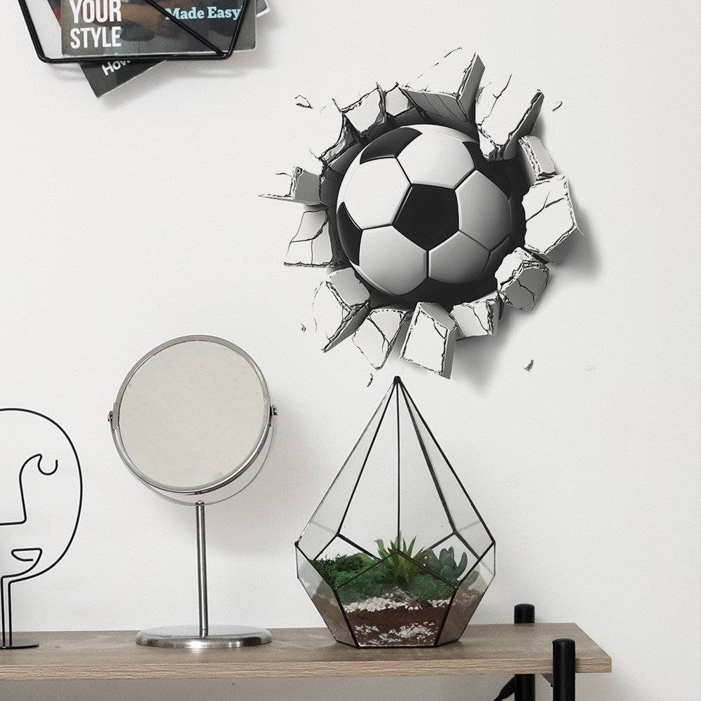 

Creative Broken Wall Football Wall Stickers Kids Room Background Decor Mural Child Bedroom Home Decoration Self-adhesive Decals