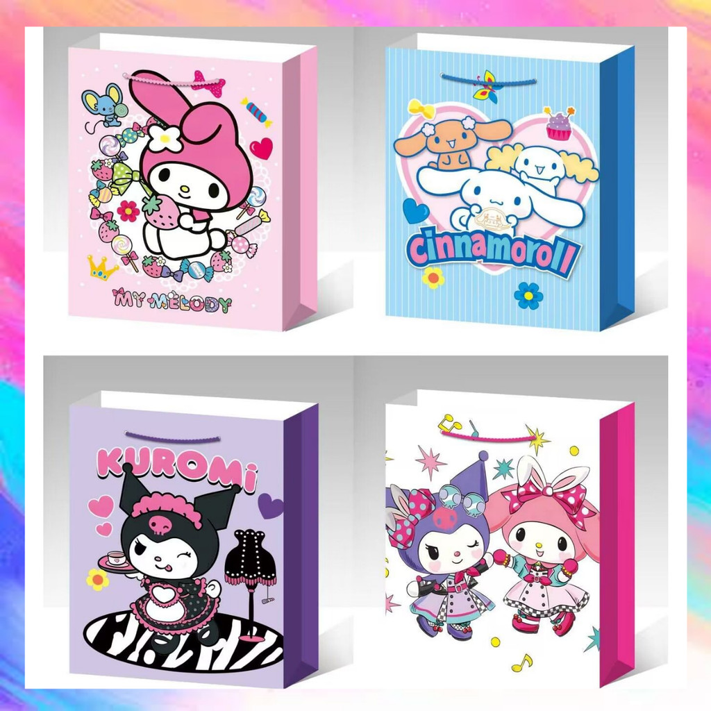 

Paper Bag Gift Cute Hadiah Premium 3d Silver Glitter Motif Sanrio Kuromi Melody Monroll - GF0640