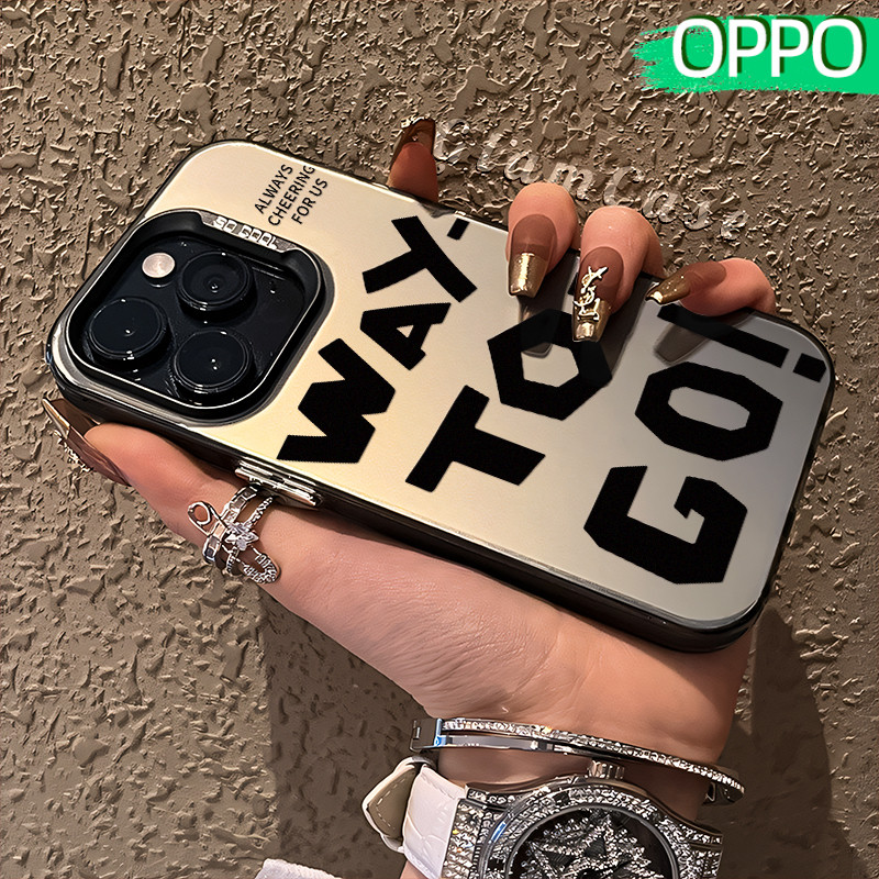 Tren Letters Glossy Hologram PC Case OPPO A18 A57 A16 A15 A17 A60 A3x A3s A5s A54 A53 A12 A31 A58 A1