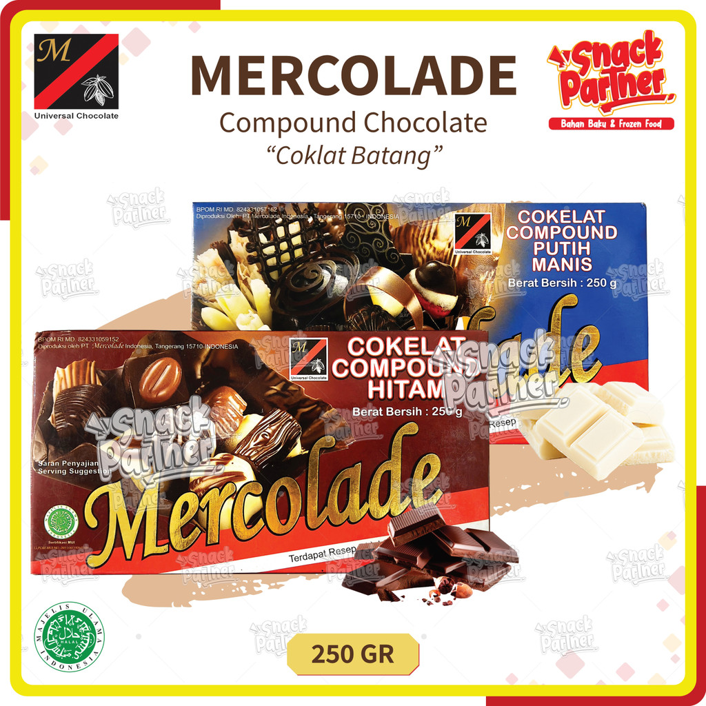 

MERCOLADE COMPOUND 250 GR by MERO- Chocolate Choco White Putih Milk Susu - Coklat Batang Leleh Hitam DCC - Banjarmasin 250GR Colatta Parrot Chefmate