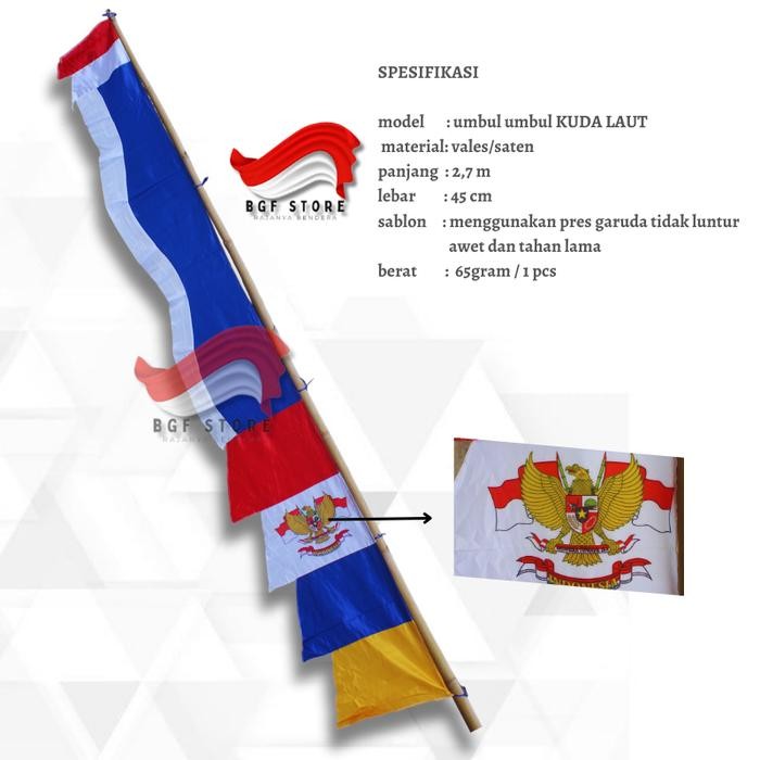 

Promo umbul-umbul kuda laut warna warni panjang 2,7 meter - biru Terlaris