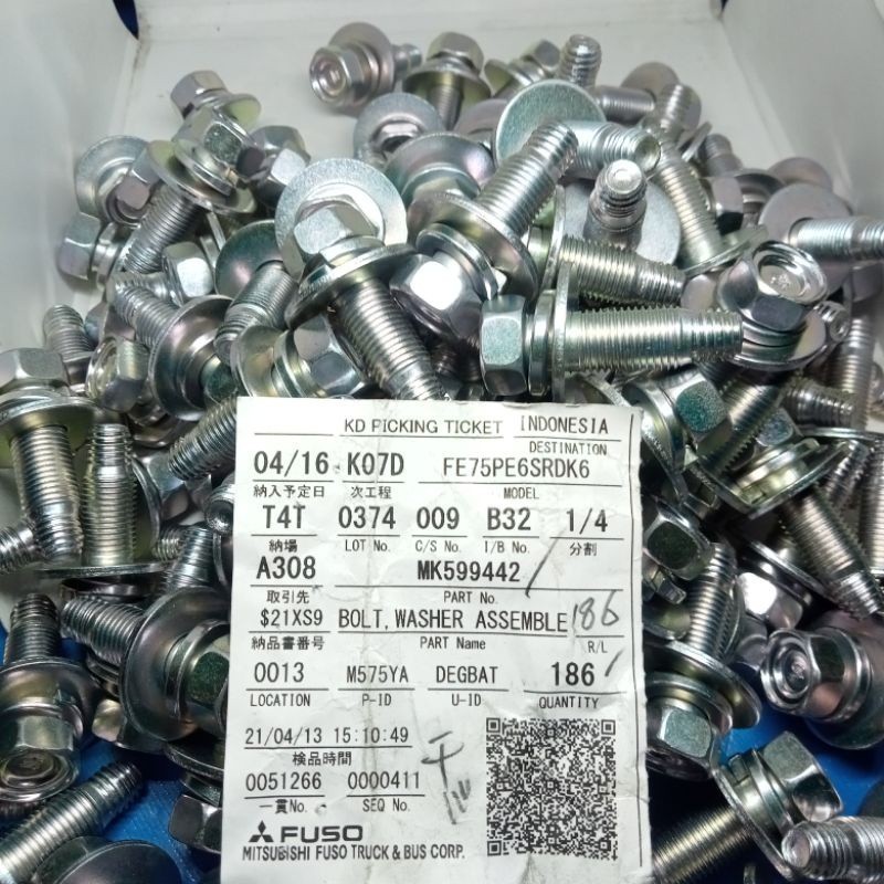 BOLT WASER ASSEMBLE BAUT 17 M 12 × 30 DOBEL RING ORIGINAL MITSUBISHI  BAUT 17 PANJANG 3CM FORTRACK O