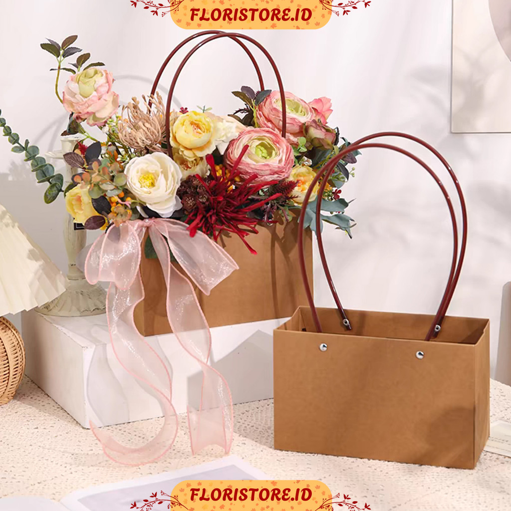 

RECTANGULAR TOTE BAG / KERANJANG BUKET BUNGA / AKSESORIS BUKET / FLORIST BAG SUPPLY / FLOWER BASKET / PAPER BAG