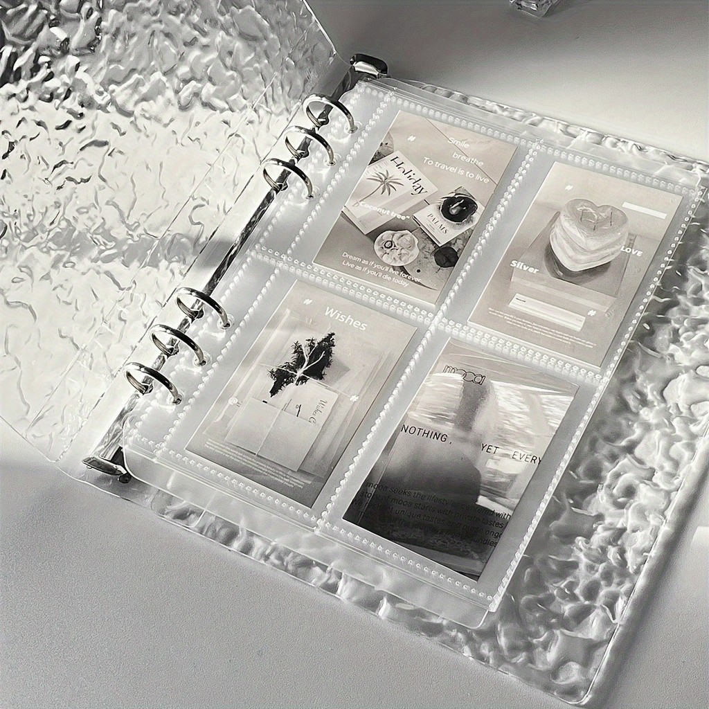 

DIY Water Ripple Transparent A5 Card Book Crystal Acrylic Small Card Chasing Star Storage Book Loose Leaf Book, Card book + 20pc
