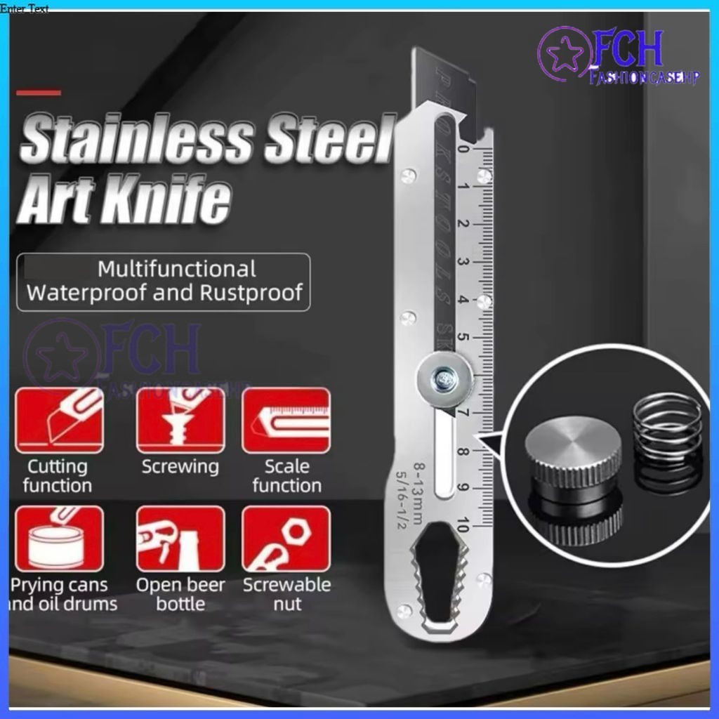 

FCH GROSIR Pisau Cutter Stainless Besi 9in1 Cutter Stainless Pemotong Kertas Tajam Anti Karat