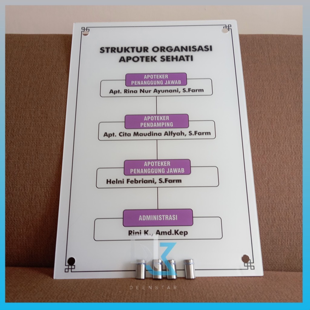 Custom akrilik struktur organisasi 40*60 cm, Custom akrilik susunan pengurus, Akrilik custom