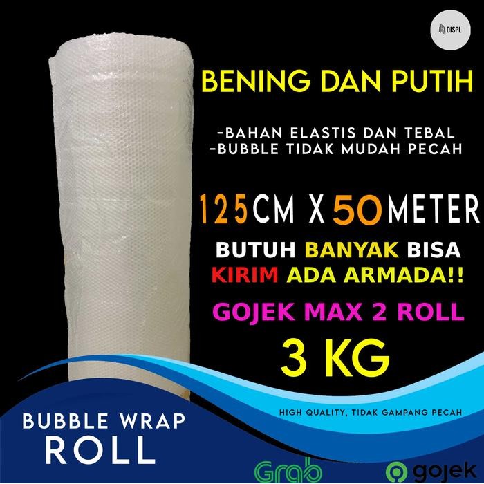 

Bubble Wrap Roll 125 CM x 50 Meter [SURABAYA & SEKITARNYA ONLY] - Bening 3KG