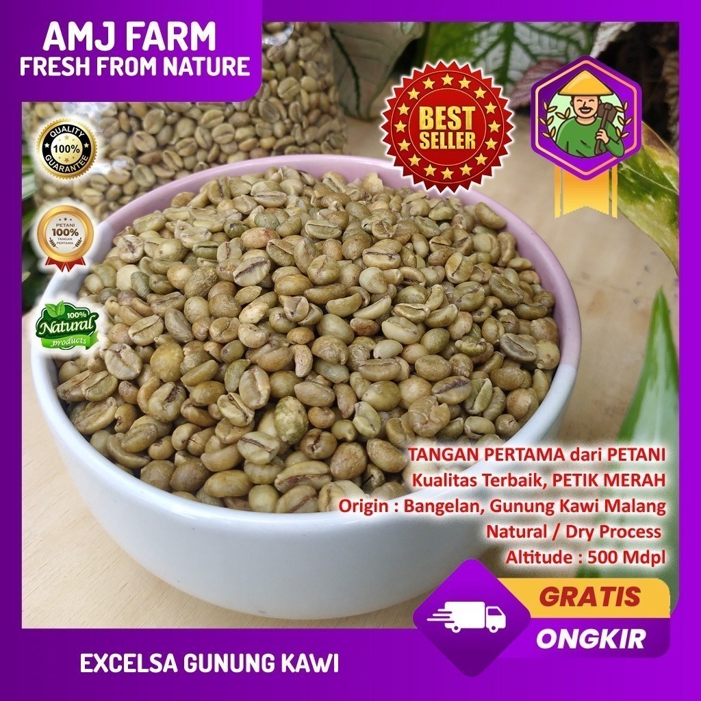 

PREMIUM QUALITY !! 1 Kg Kopi Excelsa / Nangka / Arsisa / Arisa / Silsah Gunung Kawi PETIK MERAH AMJ FARM