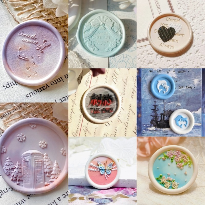 

Fire Seal Copper Head Flower Basket Series Jasmine Ocean World Dolphin Pancake Relief Envelope Seal Creative Stamp Diy Toy