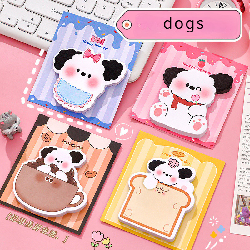 

4pcs/lot Cartoon Dog Dinosaur Panda Memo Notes Student Cute Message Note Paper Tearable Sticky Stationery Notes Memo Pad