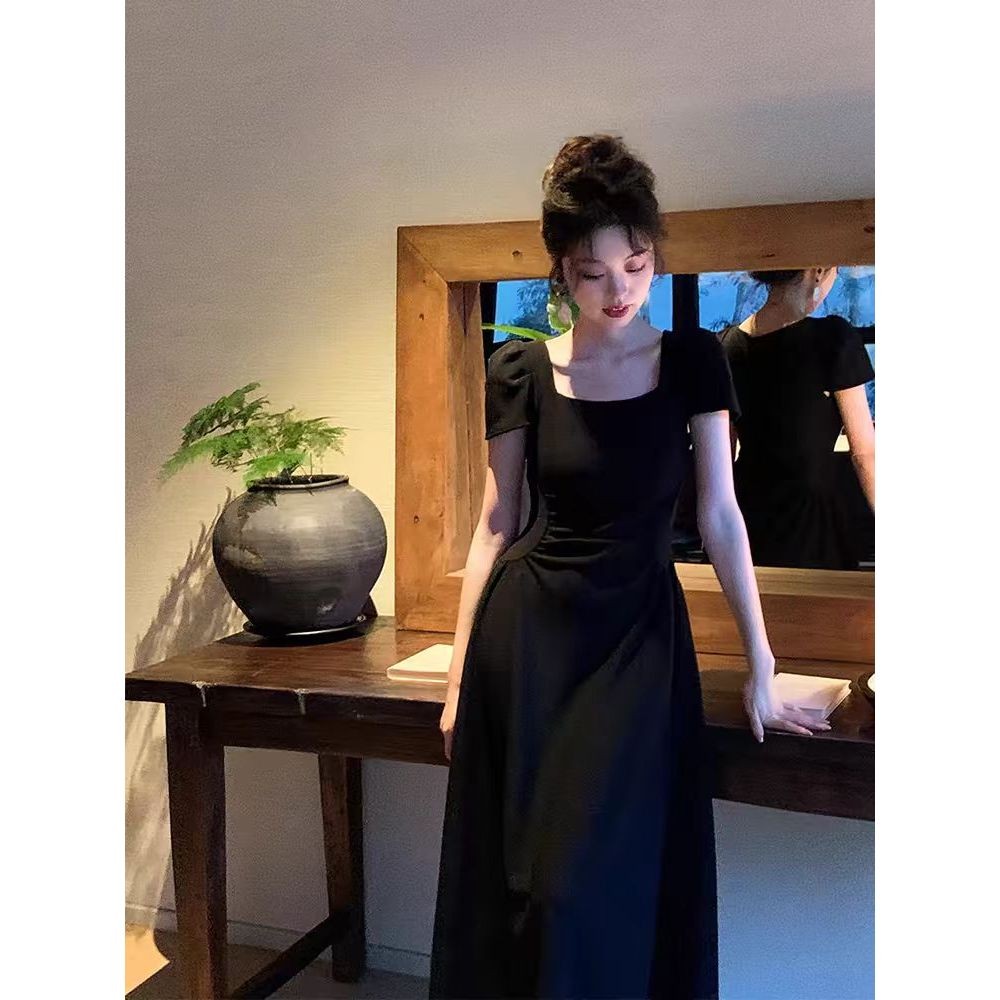 EMITA BLOOM long dress hitam polos panjang mewah elegan wanita korean style kondangan kekinian 2025 