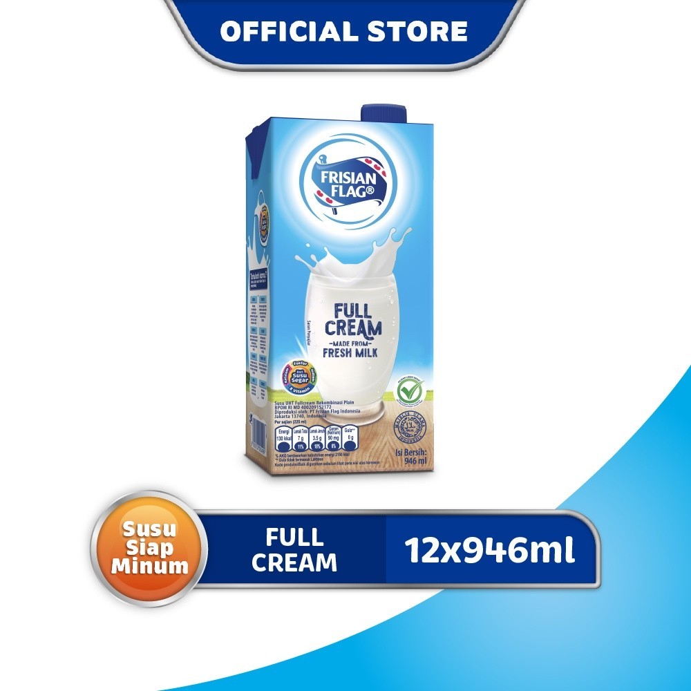 

Frisian Flag Family UHTM Fullcream Carton Pack 946 ml x 12 pcs