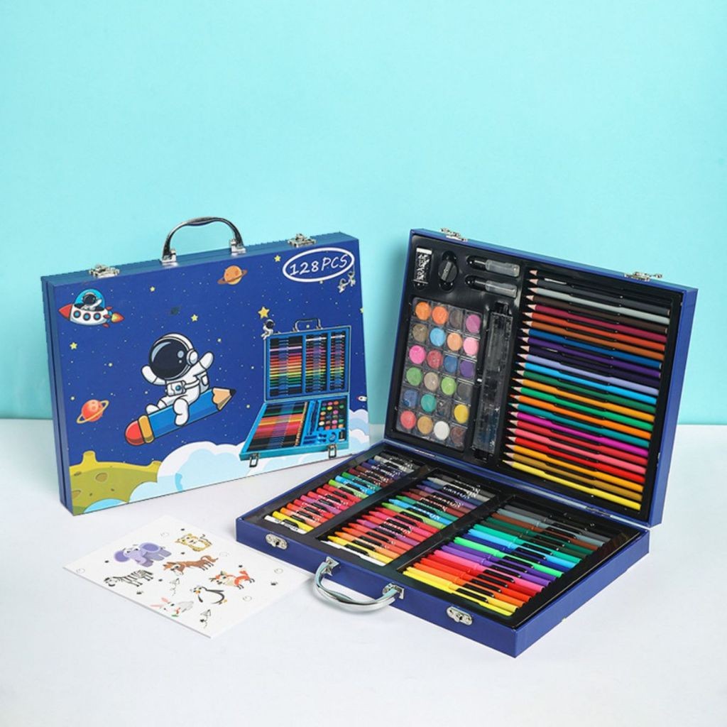 

New WM Crayon Set 128 Pcs Koper Aluminium Besi/Krayon Mewarnai Anak/Pensil Warna/Perlengkapan MewarnaiPremium