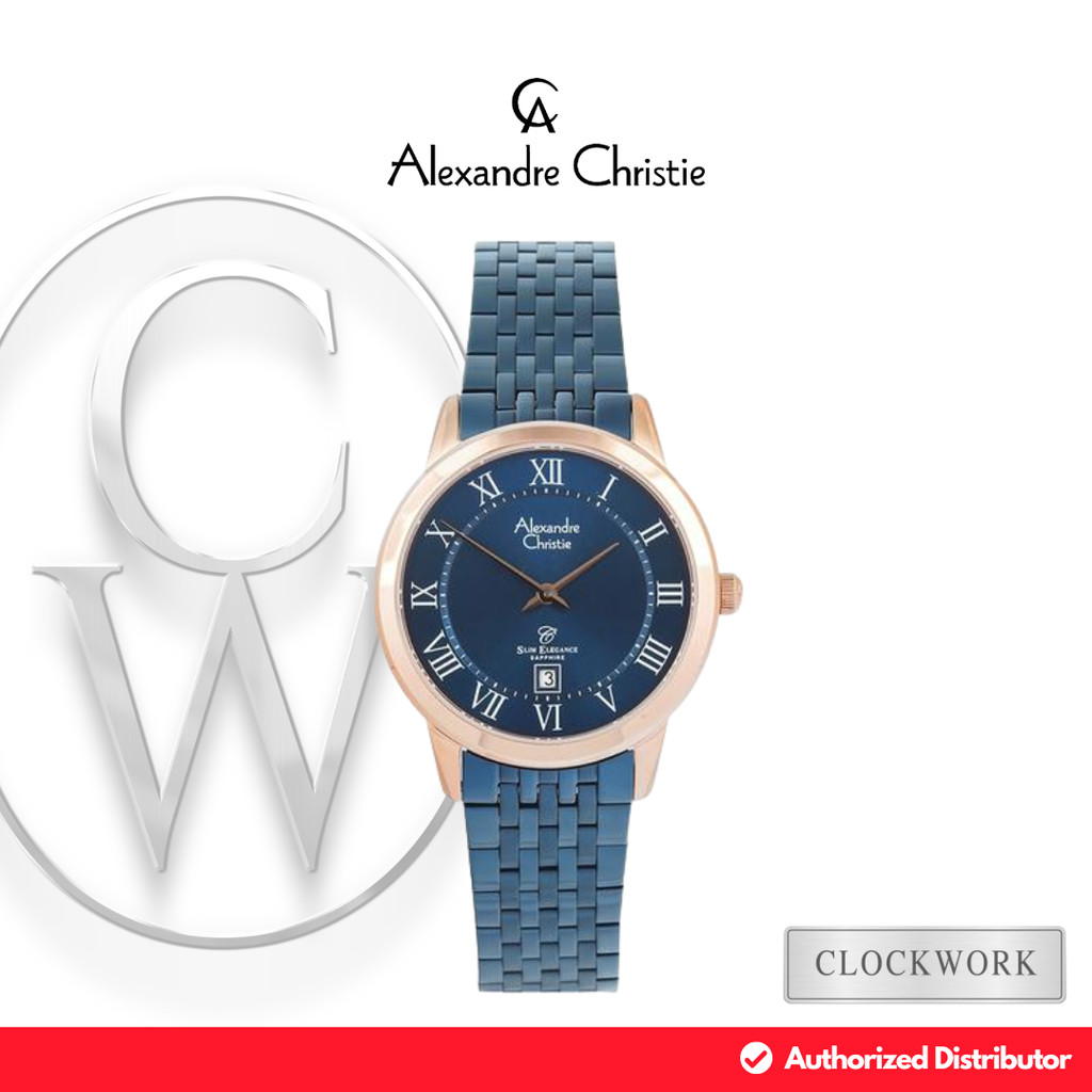 Jam Tangan Wanita Alexandre Christie Classic Steel AC 8709 LDBURBURM Rantai Couple Formal Simple Bir