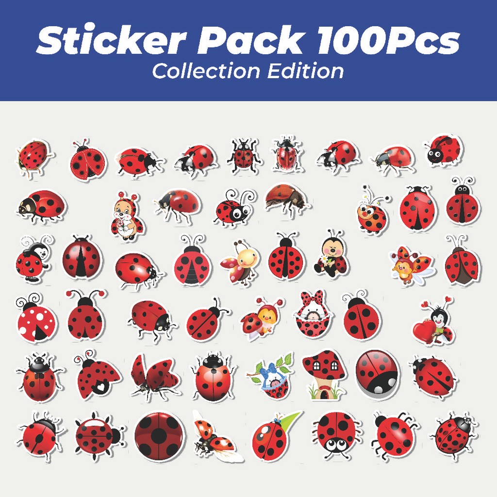 

Hot Stiker Ladybug/Ladybird Series 1 Lucu Anti Air Stikers Berperekat Waterproof Sticker Decal Buat Motor Helm Buku Journal Koper Casing HP Laptop Botol Minum
