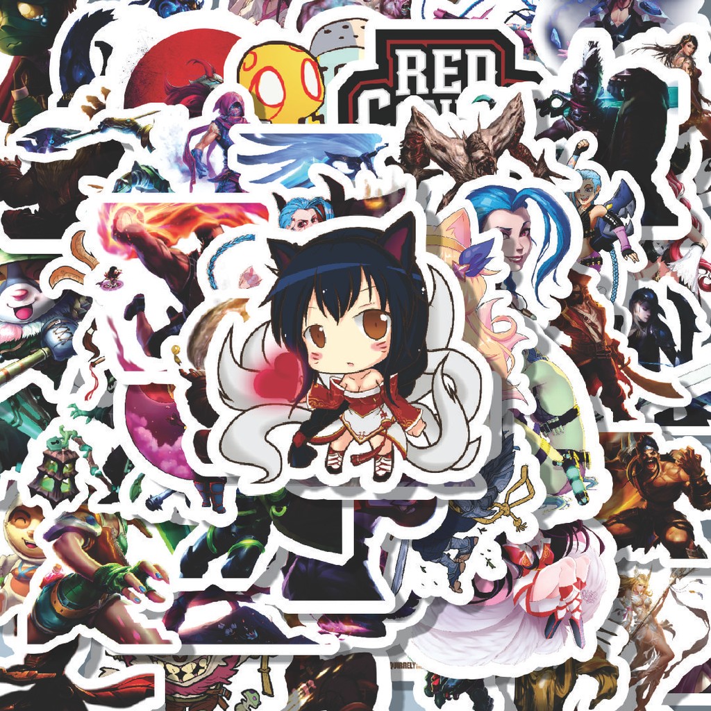 

100PCS Lucu Stiker Kartun League of Legends v3 Stiker Aesthetic Stiker Anti Air Stikers Berperekat Waterproof sticker decal buat Motor Helm Buku Journal Koper Casing HP Laptop Botol Minum Hadiah anak