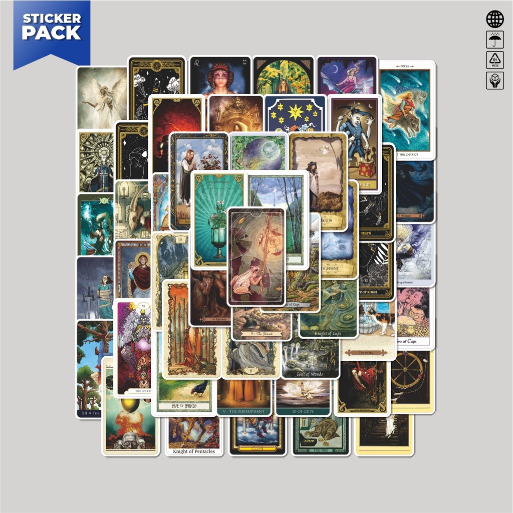 

[100PCS]Stiker Pack Stiker Retro Destiny Tarot Aesthetic Vinyl Anti Air Dekorasi Sticker Laptop Buku Journal Koper Helm Casing HP Gitar Helm Skateboard