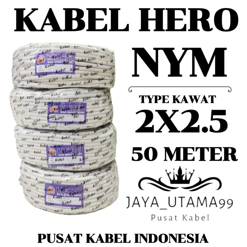 Kabel listrik HERO 2X2.5 50M NYM Isi 2 Kawat