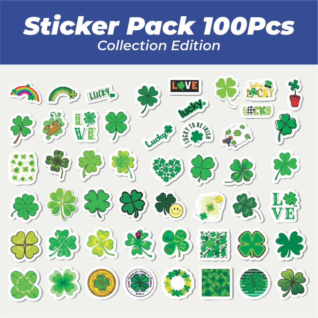 

Hot Stiker Four Leaf Clover [Semanggi Berdaun Empat] Lucu Anti Air Stikers Berperekat Waterproof Sticker Decal Buat Motor Helm Buku Journal Koper Casing HP Laptop Botol Minum