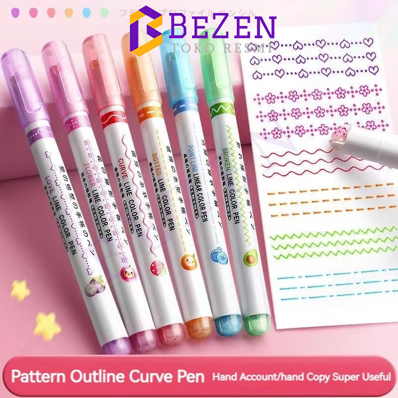 

BZ Spidol Garis Aesthetic Warna Warni Spidol Garis Motif Lucu 1 Set 6 Pcs pulpen roller pen Higlighter Random Spidol Garis Line Marker Alat Tulis Kantor