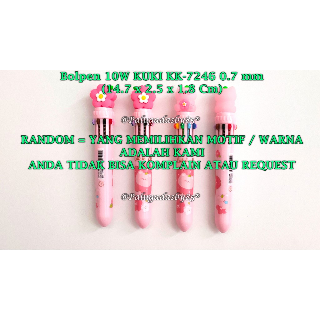 

(1 Biji) GROSIR Bolpen 10 Warna KUKI KK-7246 Cat In Bloom 0.7 mm / Ball Pen Kuki 10 Warna (1 Biji)