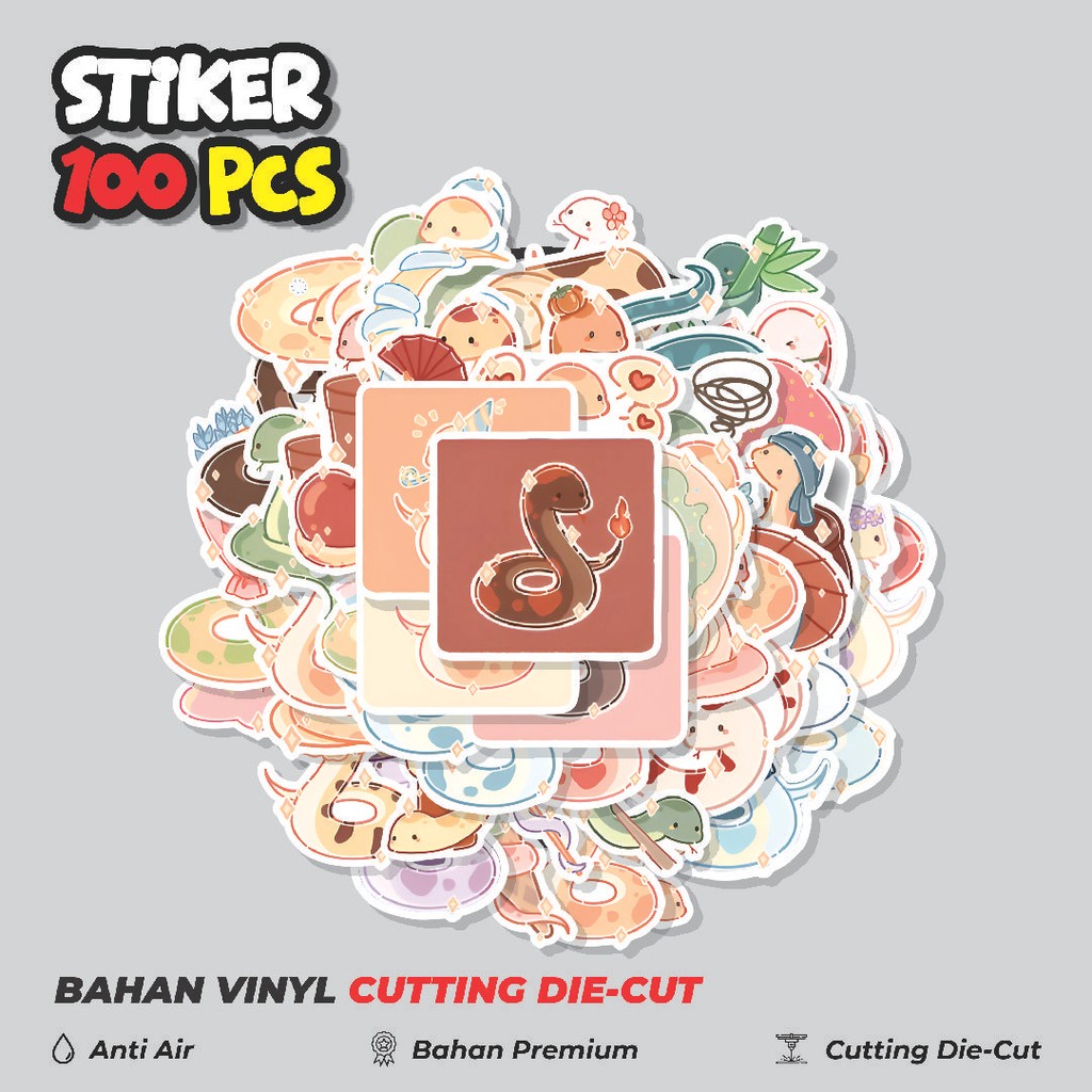 

Terbaru! 50 pcs Stiker Cute Snake [Ular Lucu] Dekorasi Lucu Kreatif untuk Notebook, Skateboard, HP