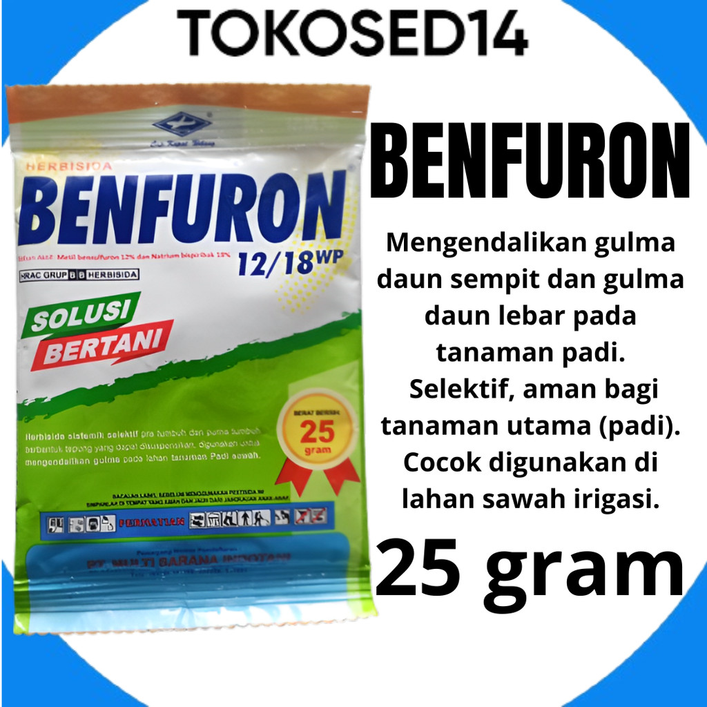 Benfuron herbisida selektif 25 gr racun rumput selektif tanaman padi gulma daun sempit