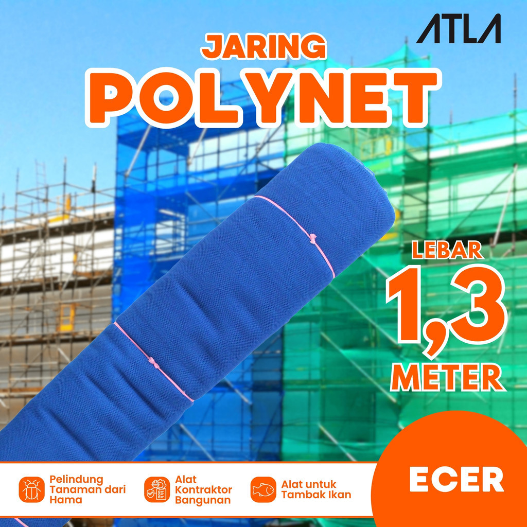 Jaring Polynet Biru 1.3 Meter Waring Pagar Kolam Ikan Teduh Peneduh Tanaman Hidroponik Kebun Green H