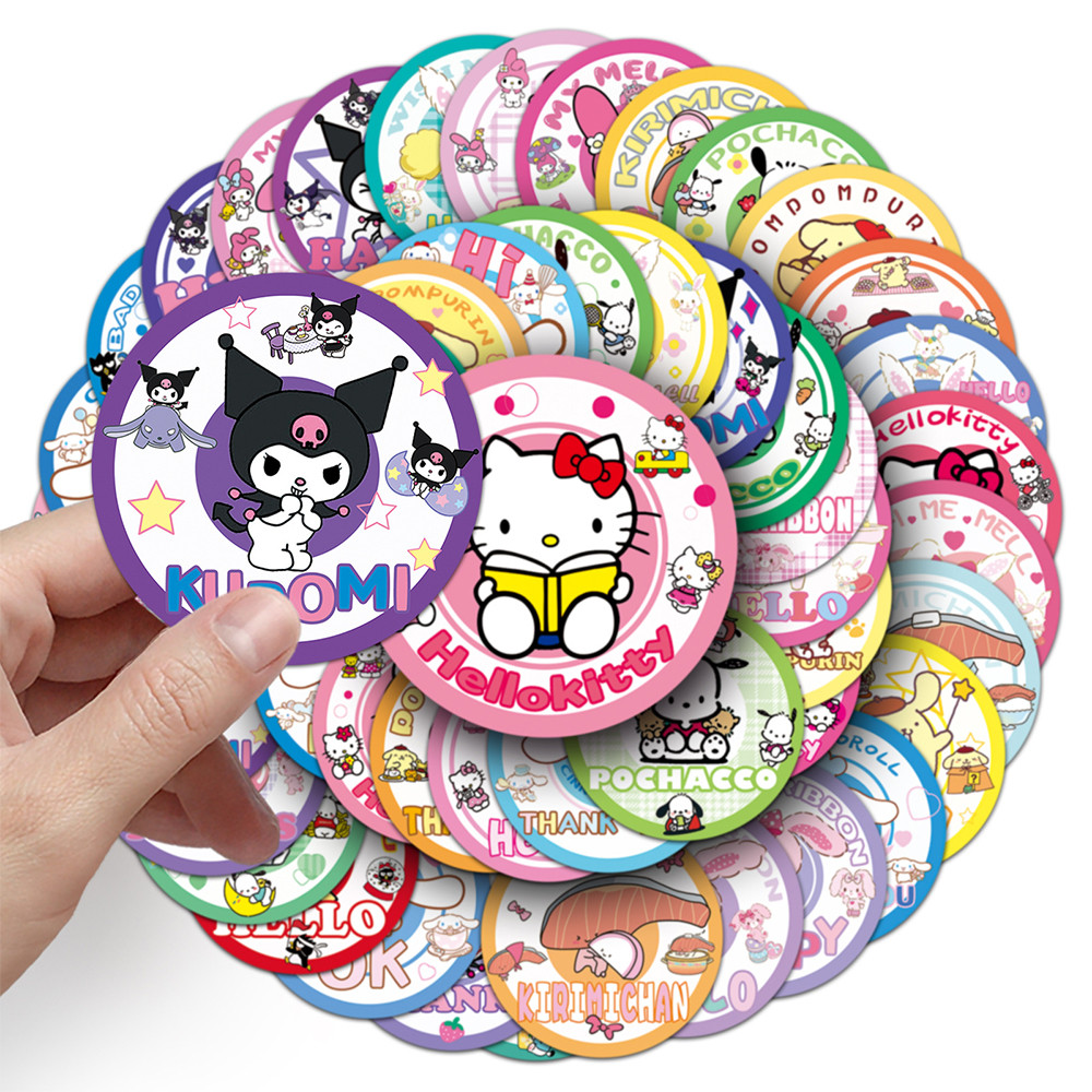 

10/30/50pcs Cute Sanrio Anime Badge Stickers Cartoon Kuromi Melody Sticker DIY Phone Case Suitcase Guitar Diary Decals Kids Toy