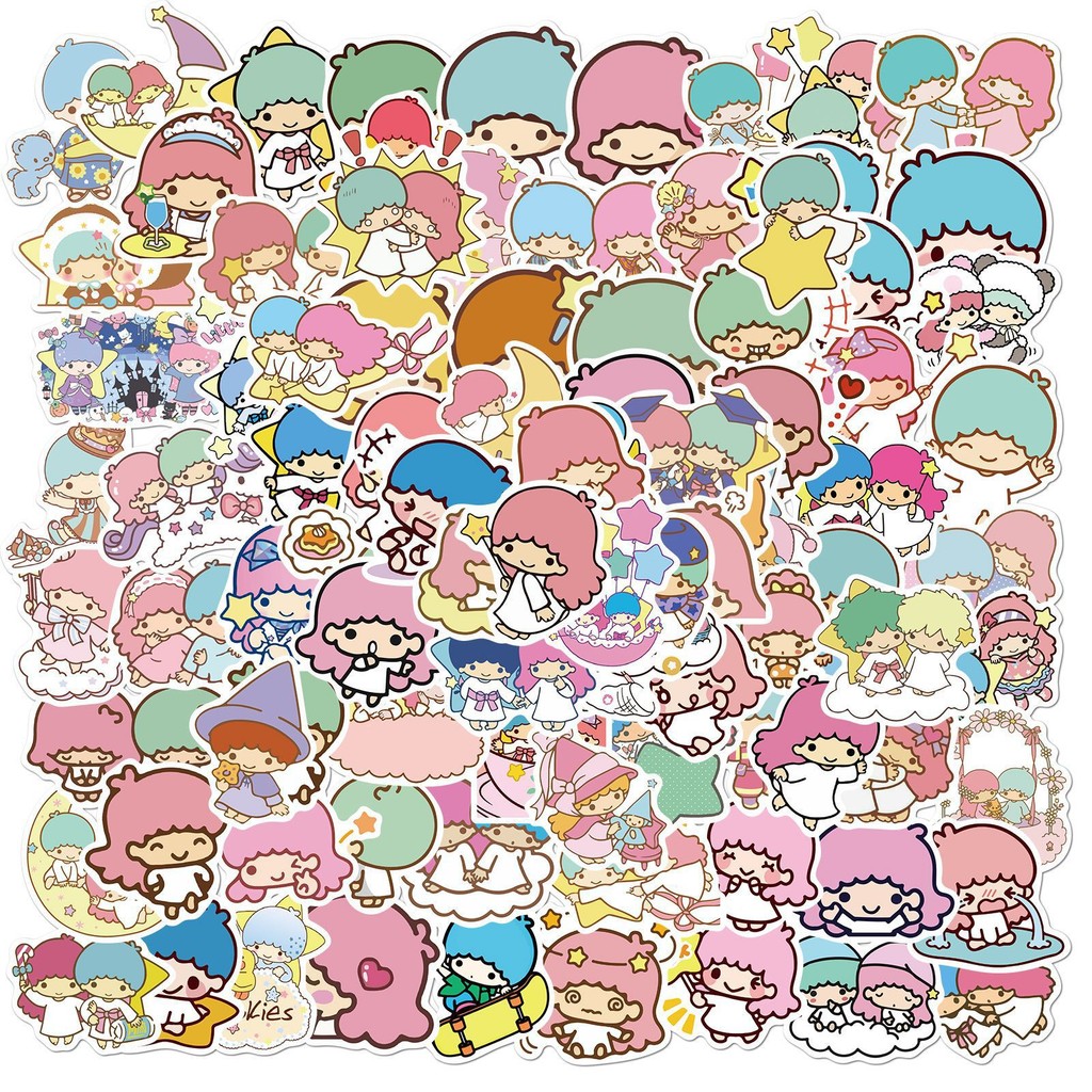

100Pcs Cute Sanrio Little Twin Star Stickers Aesthetic Kawaii Cartoon Decal Laptop Phone Motorcycle Stickers