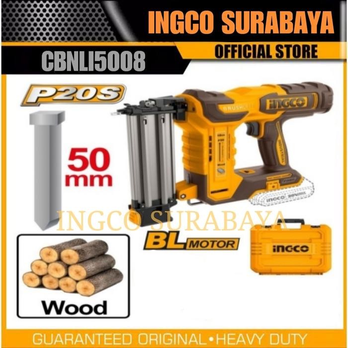 

INGCO CBNLI5008 P20S CORDLESS BRAD NAILER BRUSHLESS PAKU TEMBAK F15-50