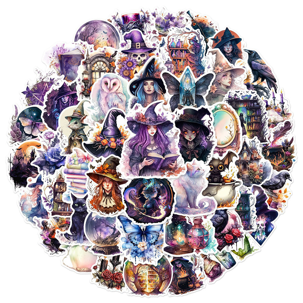 

10/30/50pcs Art Gothic Magic Witch Aesthetic Cartoon Stickers Decorative Anime Decals Laptop Motorcycle Guitar Car Cool Sticker