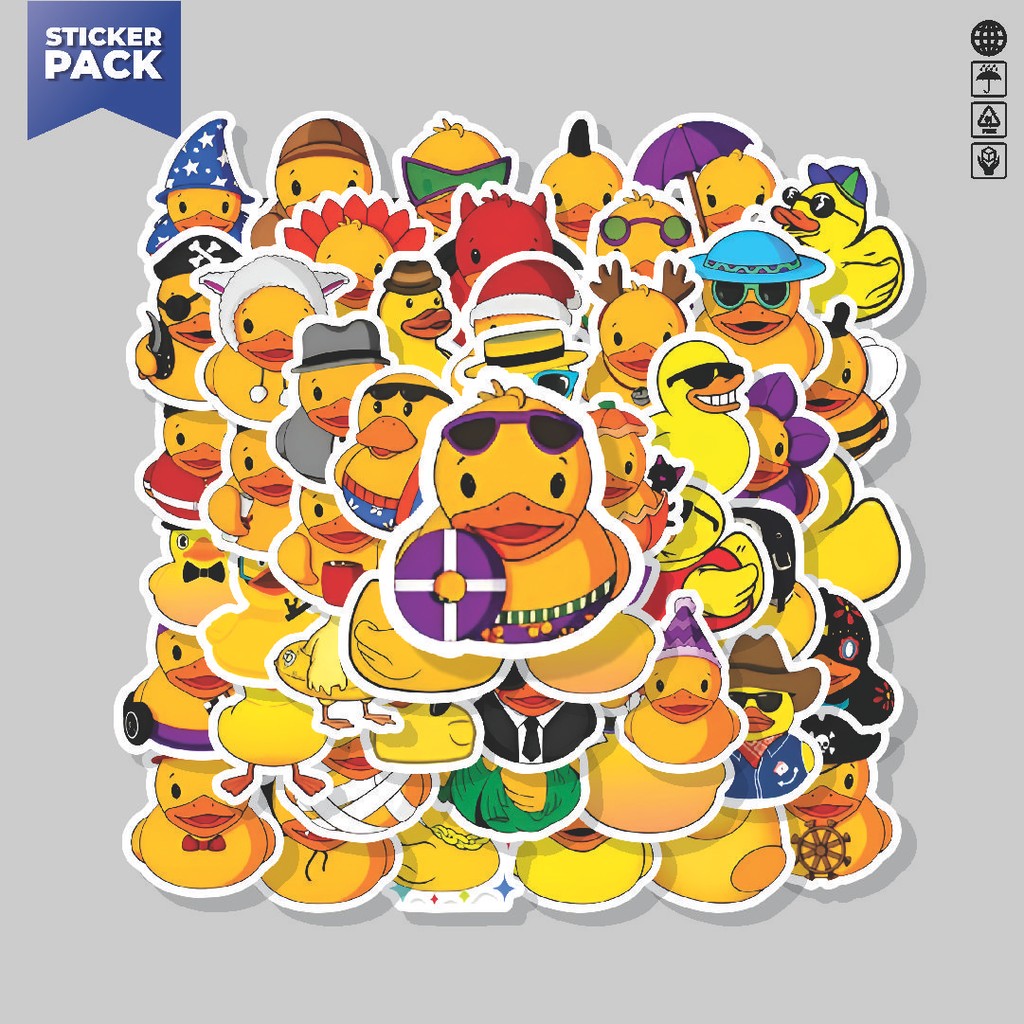 

[100PCS]Stiker Pack Stiker Funny Rubber Duck [Bebek Karet Lucu] Aesthetic Vinyl Anti Air Dekorasi Sticker Laptop Buku Journal Koper Helm Casing HP Gitar Helm Skateboard